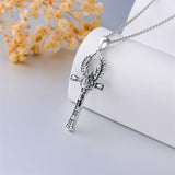 Sterling Silver Ankh Cross Protection Pendant Necklace