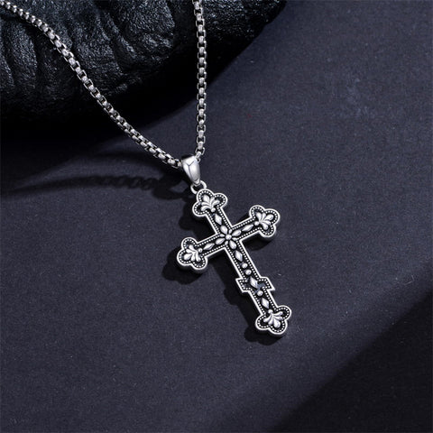 Sterling Silver Orthodox Cross Pendant Necklace Religious Gift