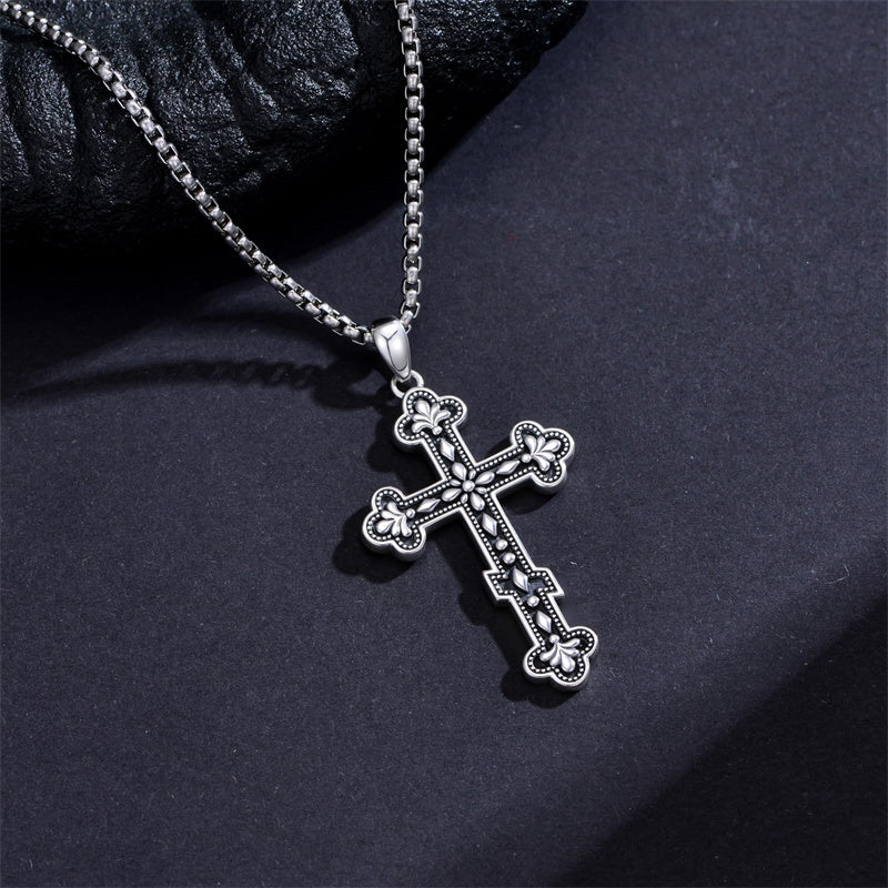 Sterling Silver Orthodox Cross Pendant Necklace Religious Gift