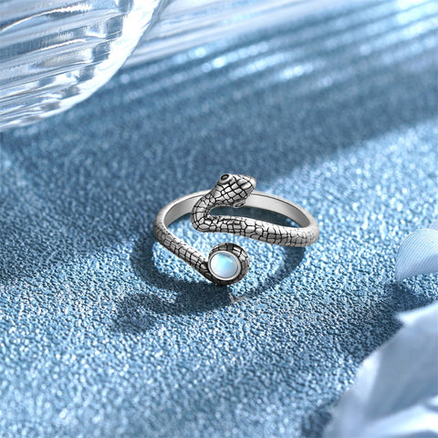 Sterling Silver  Moonstone Snake Fox Cat Octopus Wolf Ring