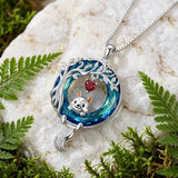 Sterling Silver Blue Crystal  Tree of Life Raccoon Bunny Cat Corgi  Pendant  Necklace  Anniversary Birthday Gifts
