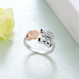 Highland Cow Ring 925 Sterling Silver Cute Cow Adjustable Rings Highland Cow Jewelry Gifts for Women Girls