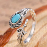 Sterling Silver Turquoise Vintage Adjustable Sunflower Dragonfly Butterfly Feather Tree of Life Spoon Ring