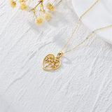 14K Solid Yellow Gold Tree of Life Necklace Dainty Pendant Necklace with Moissanite, Heart Necklace in 18 Inch for Women