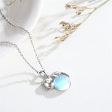 Moonstone Cat Necklace 925 Sterling Silver Cat Pendant Necklace Gift for Women Daughter Mother