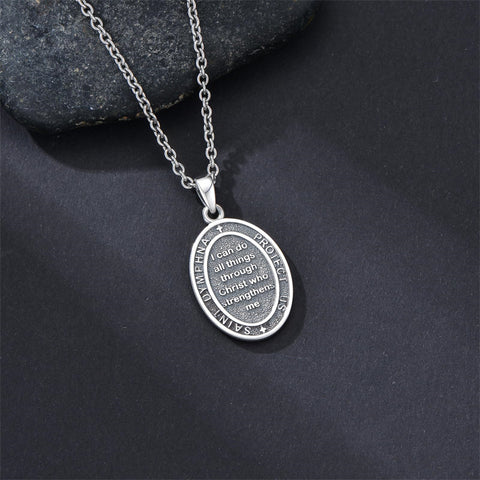 Sterling Silver St Anthony Francis Joseph Peregrine Raphael Sebastian Medal  Protection Pendant Necklace