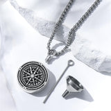 Sterling Silver Personalized Text Compass Urn Necklaces for Ashes