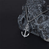 Sterling Silver Earth Swordfish Trident Compass Anchor Pendant Necklace