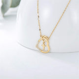 14K l Gold Heart Cubic Zirconia Cross Heart Pendant Necklace