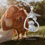 Sterling Silver Paw Print Poodle Corgi French Schnauzer Chihuahua Dachshund Golden Retriever Pug Pendant  Necklace