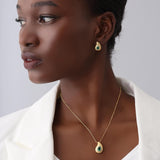 14K Gold Plated Lab-Grown Emerald Pendant Necklaces for Women