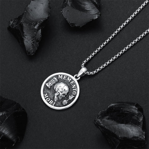 Memento Morit Necklace 925 Sterling Jewerly Death  Necklace for Men