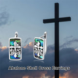 Sterling Silver Abalone Shell Cross Faith Hourglass Skull Leverback Earrings for Women