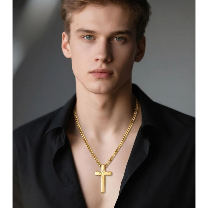 14K Gold Plated Soccer Football Basketball Baseball Cross  with Bible Verses Religious Pendant Necklace for Men