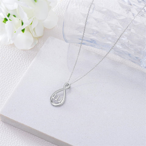 Sterling Silver 111 222 333 444 555 777 888 999 Infinity Angel Number Pendant Necklace
