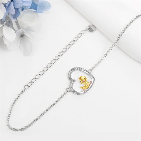 925 Sterling Silver Duck Bracelet Cute Animal Jewelry Gifts for Women Girls