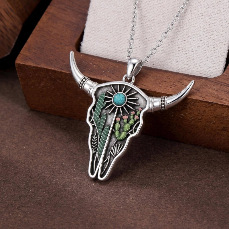 Sterling Silver  Bluebonnets Cow Skull Cowboy Hat Boot Cactus Cowgirl Texas Necklace Texas Necklace