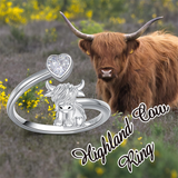 Sterling Silver Highland Cow Adjustable Animal Ring
