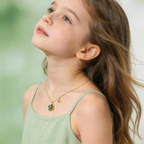14K Gold Plated Initial Four Leaf Clover Pendant Necklace