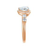 10K Gold 14K Gold 18K Gold  Heart-Cut Moissanite Halo Engagement Rings