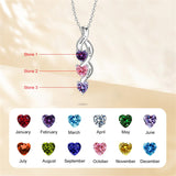 Copper Sterling Silver Personalized 1-6 Simulated Birthstones Mother's Name Heart Pendant Necklace