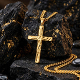 Cross Pendant Necklace for Men 14K Gold Plated Minimalist Christian Jewelry Religious Gift