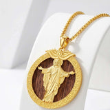 Christian Religious Medal Amulet 14K Gold Plated Pendant  Necklace