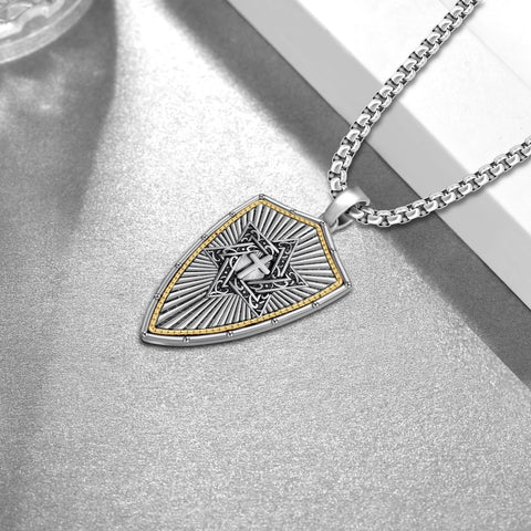 14K Gold Plated Masonic Cross Compass St Michael St Christopher Santa Muerte Star of David Pendant Necklace