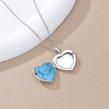Sterling Silver Turquoise Personalized Photo 12-Month Birth Flower Pendant Necklace