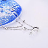 925 Sterling Silver Dolphin Anklet Bracelet Dainty Beaded Chain Anklet Adjustable  for Women