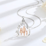 Sterling Silver Cubic Zirconia Mother Daughter Father Daughter Pendant Necklace