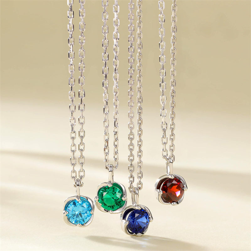 10K 14K 18K White Gold Birthstone  Flower Pendant Necklace Mothers Day Gift