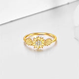 14k Solid Gold Sunflower Ring Fine Gold Flower Jewelry Gifts for Women Girls Her #7