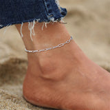 925 Sterling Silver Ankle Bracelet Paperclip Anklets for Women Beach Jewelry