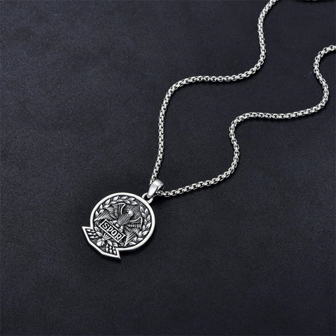 Sterling Silver Eagle SPQR Pendant Necklace for Men
