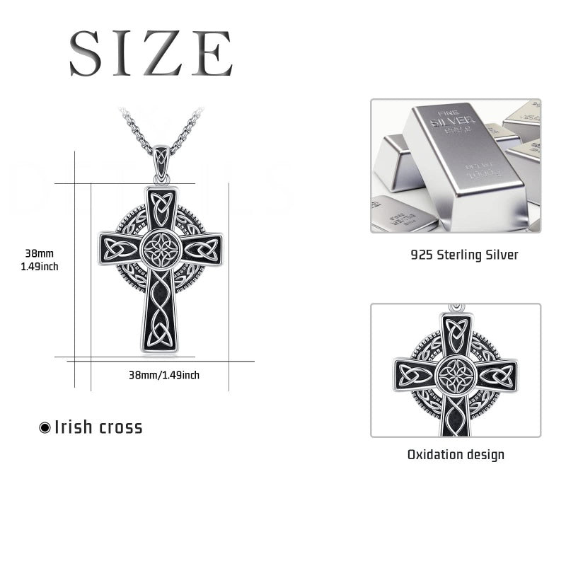 14K Gold Plated Celtic Vikin Cross Pendant Necklace Irish Jewelry Religious Protective Gift