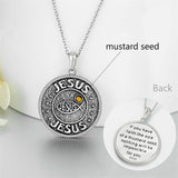 Sterling Silver Jesus Mustard Seed Protection Pendant Necklace