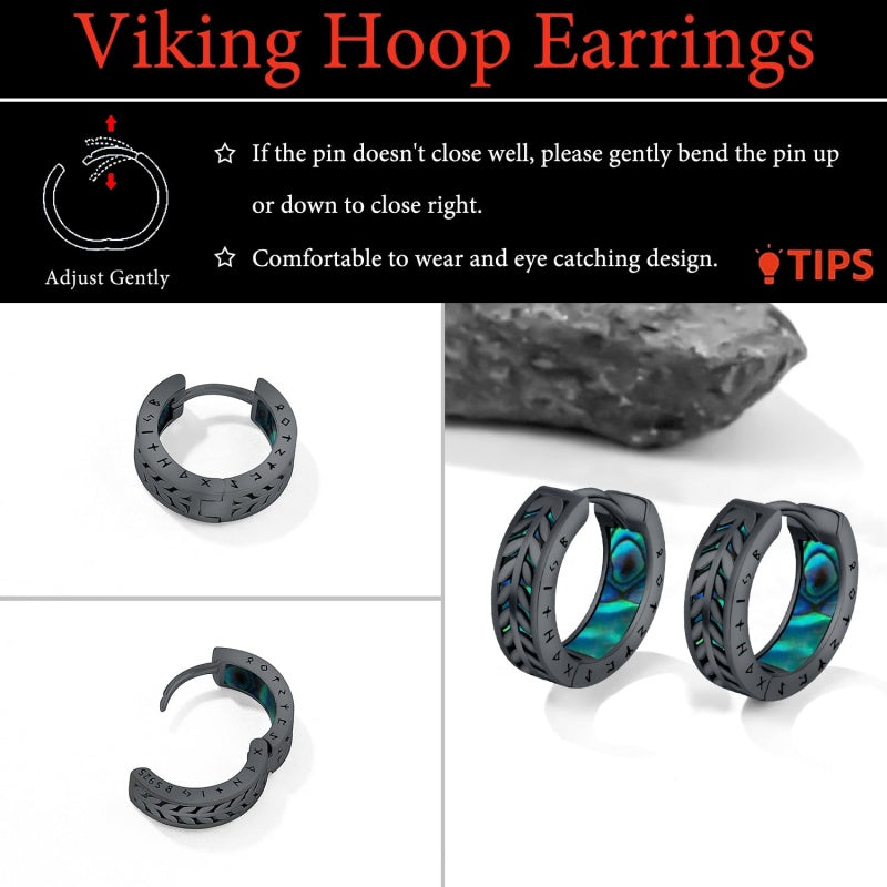 14K Gold Plated  Viking Hoop Earrings