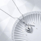 Sterling Silver Key Padlock Heart Key Lock Pendant Love Necklace Jewelry for Women Valentine's Day Birthday Gift