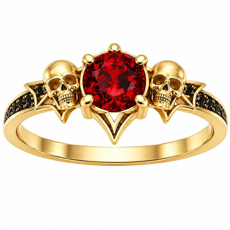 Sterling Silver 10K 14K 18K Gold Personalized Gothic Skull Ring Exquisite Spooky Jewelry for Halloween Lovers