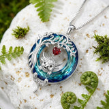 Sterling Silver Blue Crystal  Tree of Life Raccoon Bunny Cat Corgi  Pendant  Necklace  Anniversary Birthday Gifts