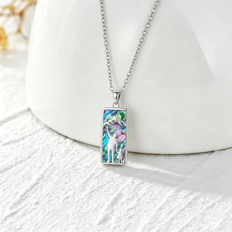 Sterling Silver Abalone Shell Tarot Card Pendant Necklace Gifts for Birthday Halloween Anniversary Valentine’s Day