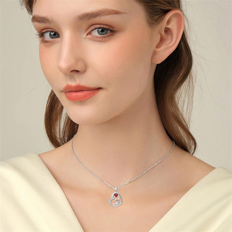 Sterling Silver Birthstone Corgi Pendant Necklace