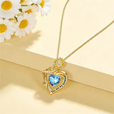 10K 14K 18K Gold  12 Months Birthstones Sunflower Pendant Necklace Engraved with You are My Sunshine