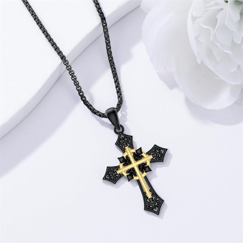 Sterling Silver Wooden Cross Pendant Necklace