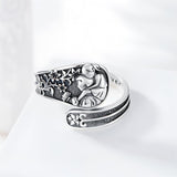 Sterling Silver Father Daughter Adjustable Spoon Ring Engraved with I Love You Forever