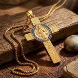 St Michael St Benedict  St Christopher Virgin MaryPendant Necklace 14K Gold Plated Christian Catholic Jewelry