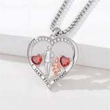 Sterling Silver Birthstone Father-Daughter Pendant Necklace Engraved with I Love You Forever