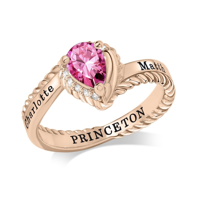 Copper Sterling Silver Personalized Birthstone High School College Class Ring Graduation Memorial Rings Gifts for Her