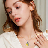 Sterling Silver Heart TearDangle Crystal Rose Cremation Urn Necklace for Ashes